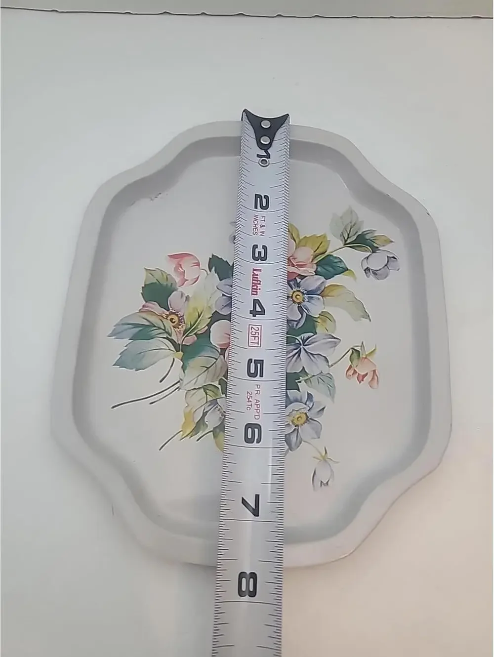 Floral Enamelware Vintage Mini Metal Tray Farmhouse Country Rustic Boho 7.5 Inch